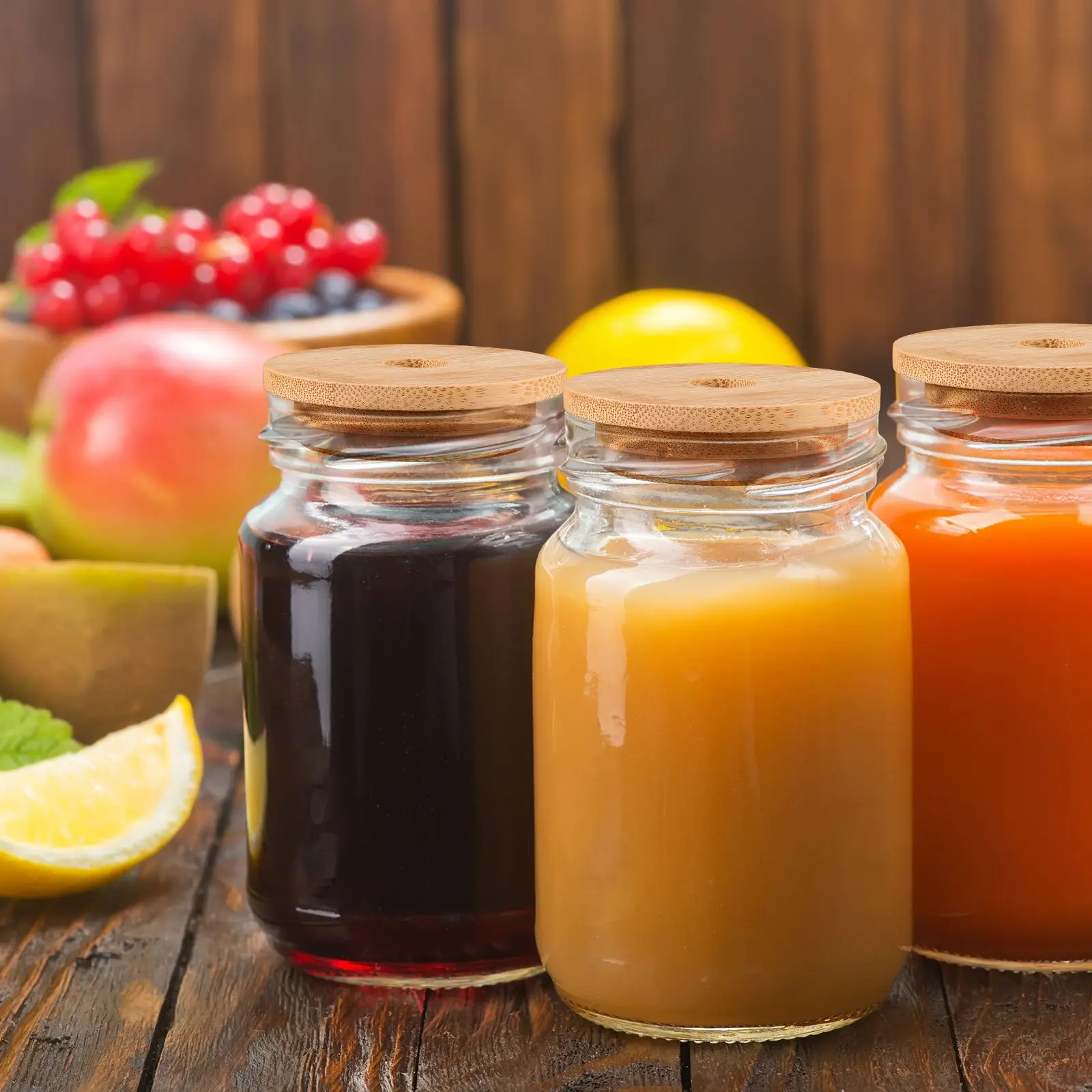 

Jar Lids Mason Lid Bamboo Sealing Wooden Mouth Wide Canning Bottle Wood Hole Straw Cover Cup Can Jars Seal Airtight Top Screw