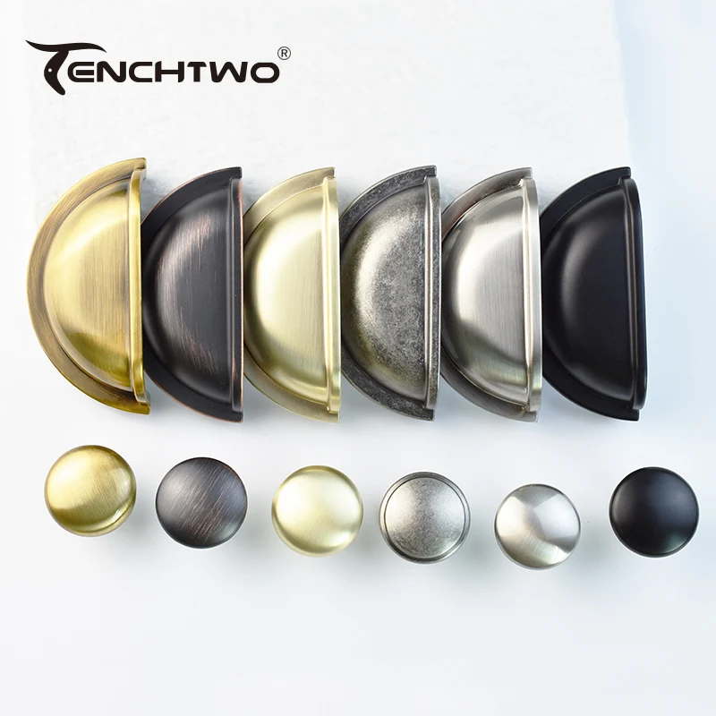 

TENCHTWO Retro Kitchen Furniture Handle Black Silver Shell Drawer Door Knobs Wardrobe Cupboard Closet Shoe Cabinet Knob And Pull