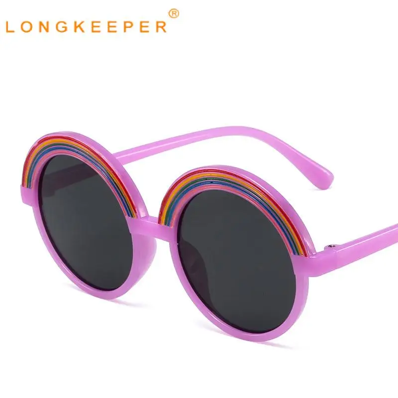 

Children Sun Glasses Kids Fashion Personality Round Half Rainbow Sunglasses 2022 Protect Eyes Ultralight Retro Shades Eyewear