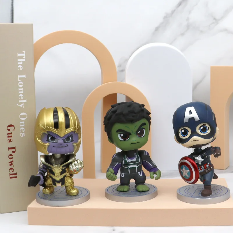 Marvel Avengers Cartoon Hero Ornament Spring Can Shake Head Car Decoration Iron Man Thanos Cute Doll |
