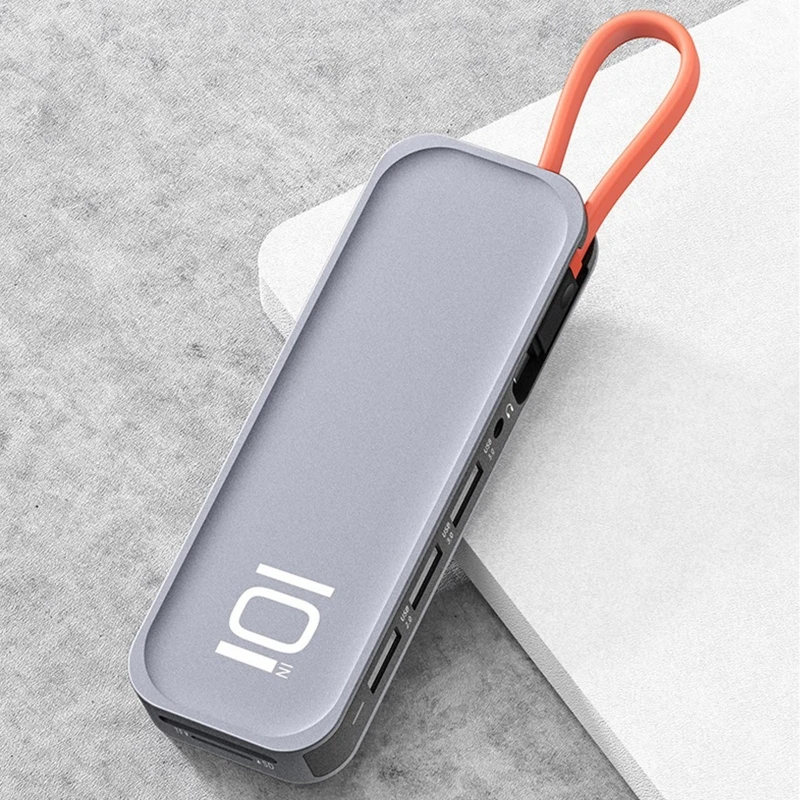 

USB-концентратор 10 в 1, с HDMI/VGA/SD кардридером/гигабитным/PD USB C 3,1, 10 портов