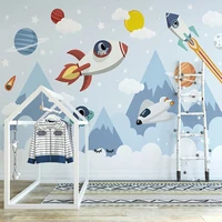 custom 3d cartoon space rocket planet astronaut childrens room background wall wallpaper for bedroom walls home d%c3%a9cor tapety
