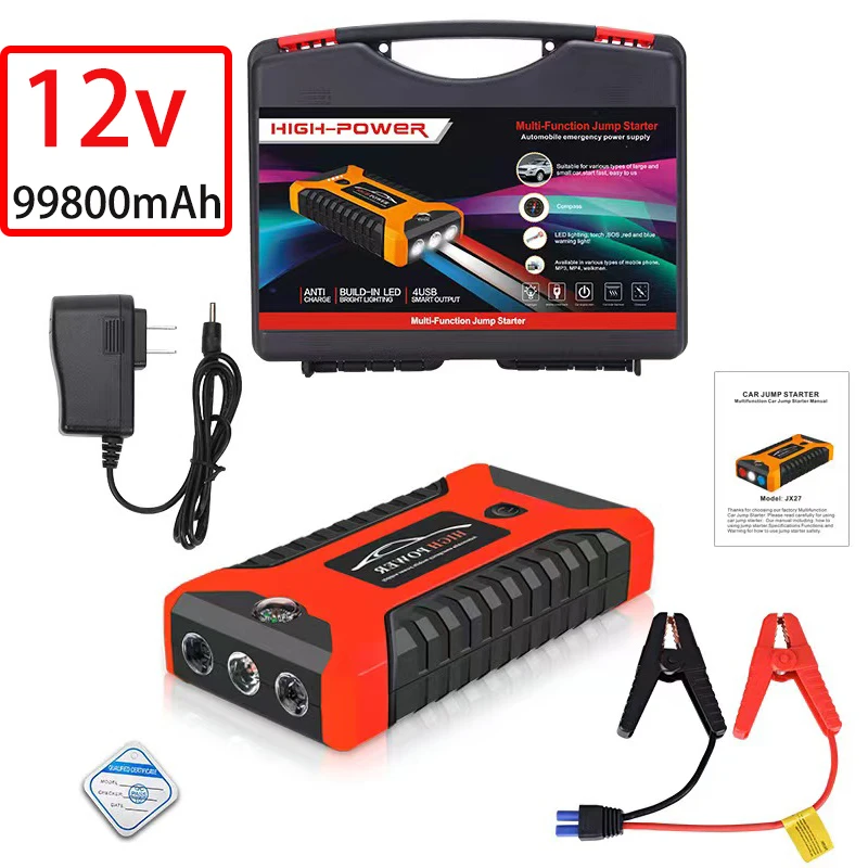 

Car Starter Starter Starter Device Battery, 99800mAh, Emergency Booster for Car Starter, USB Mobile Phone Charging Bank Lighting