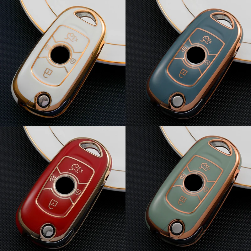 

Чехол для автомобильного ключа из ТПУ с золотым краем, чехол для брелка для Buick VERANO ENCORE GX GL6 2018 - 2020 для Opel Vauxhall Astra K Corsa E, защита