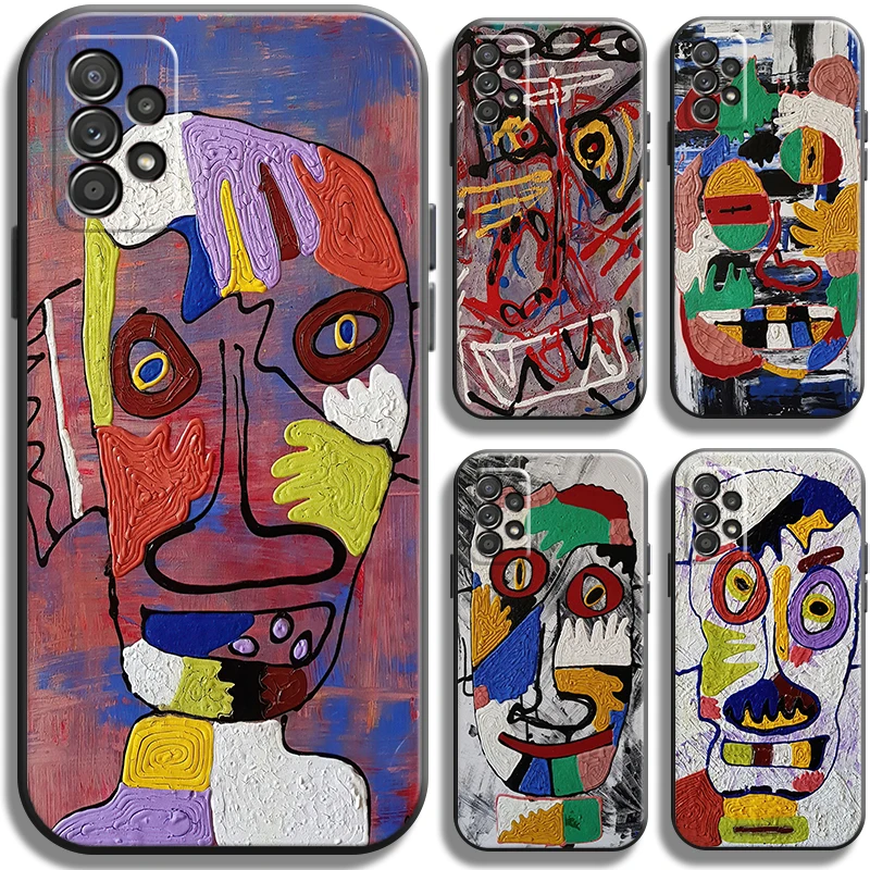 

Abstract Art Graffiti Painting Phone Case For Samsung Galaxy A72 5G TPU Funda Cover Coque Black Carcasa Liquid Silicon