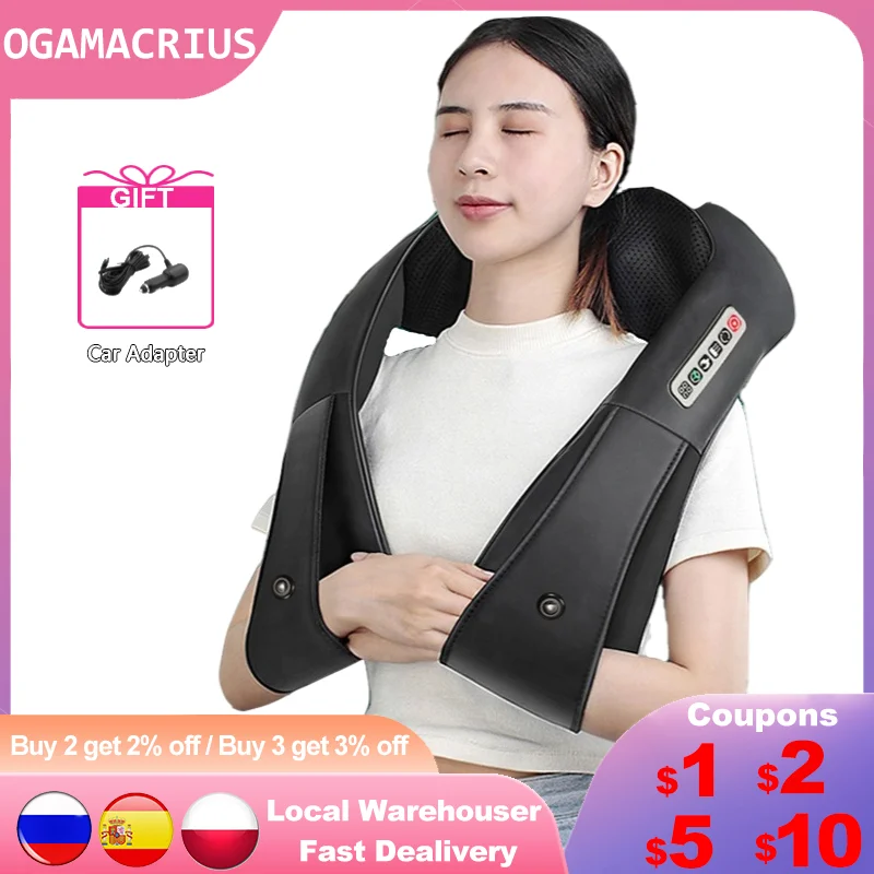 

Ogamacrius Roller Heat Massage Electric Pain Neck and Shoulder Multi-Function Massagem U Shape Electrical Massager Shawl