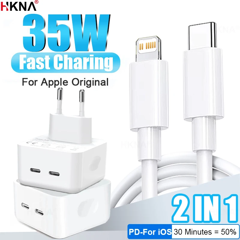 

PD 35W Original For iPhone 14 13 12 11 Pro Max Plus XR X XS MAX USB C Fast Charger Type C iPad Air Fast Charging Lightning Cable