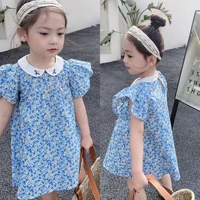 2022 summer thin breathable baby costume girl fashion children loose cotton print floral dress sweet toddler fly sleeves dresses
