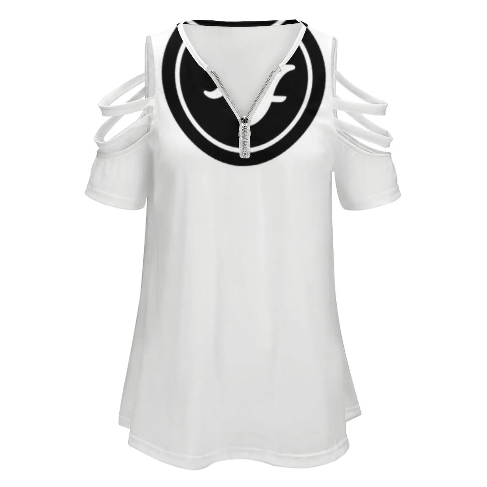 Foo Women's T-Shirt New Fashion Printed Zipper V-Neck Short Sleeve T Shirts Casual Plus Size Fighters Music