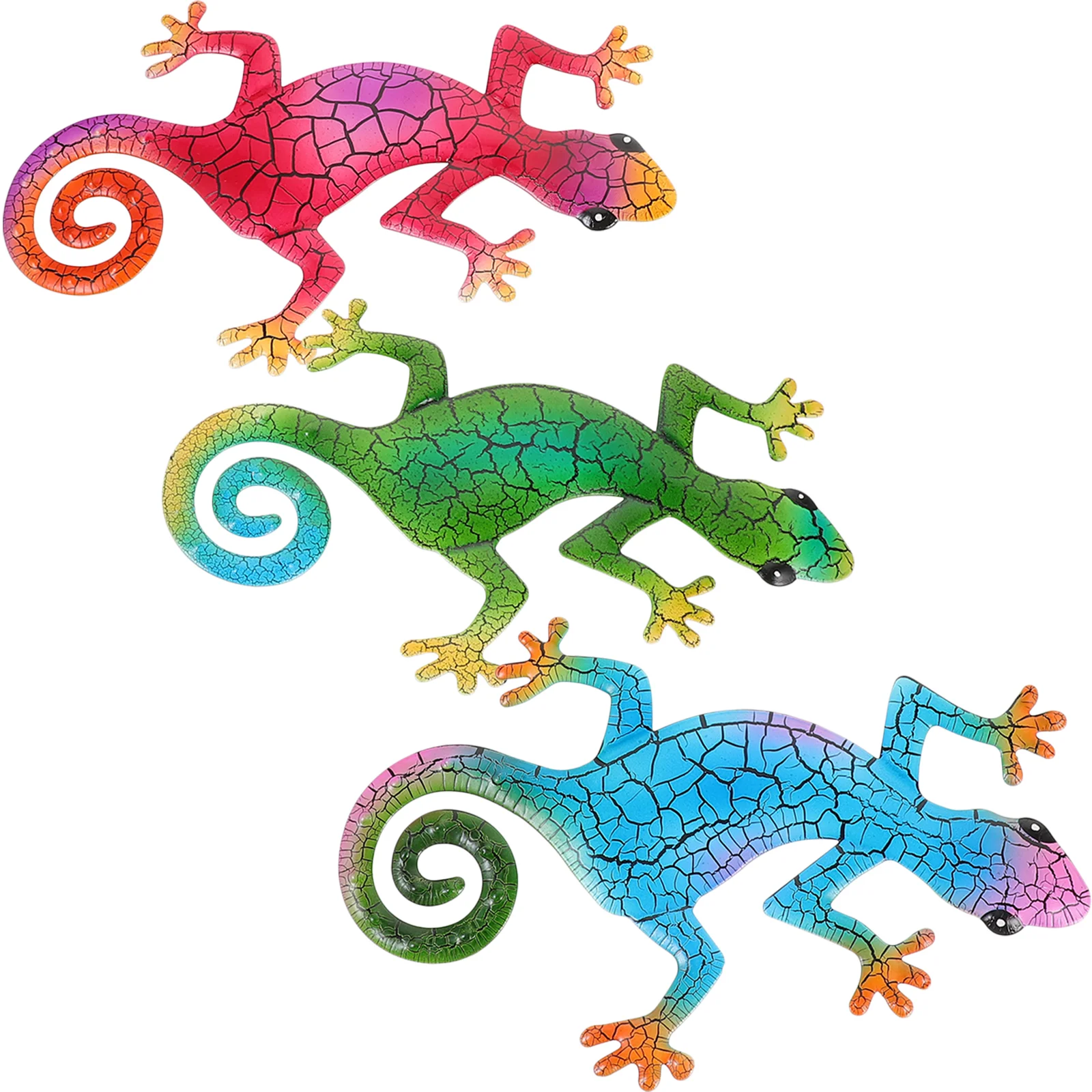 

3pcs Garden Landscape Ornament Metal Craft Gecko Ornament Indoor and Outdoor Decor