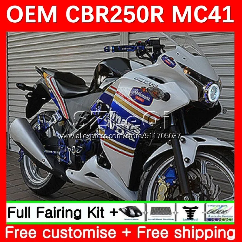 

Injection white blue Body For HONDA CBR250R CBR250 CBR 250R 250 R 11 12 13 14 15 MC41 2011 2012 2013 2014 2015 Fairing 28LQ.24