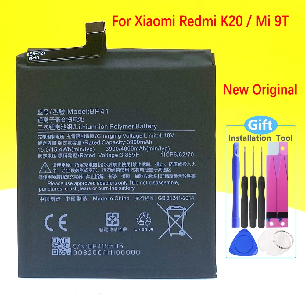 

Новый оригинальный аккумулятор BP41 для Xiaomi Redmi K20 / Mi 9T, сменный смартфон/умная фотография