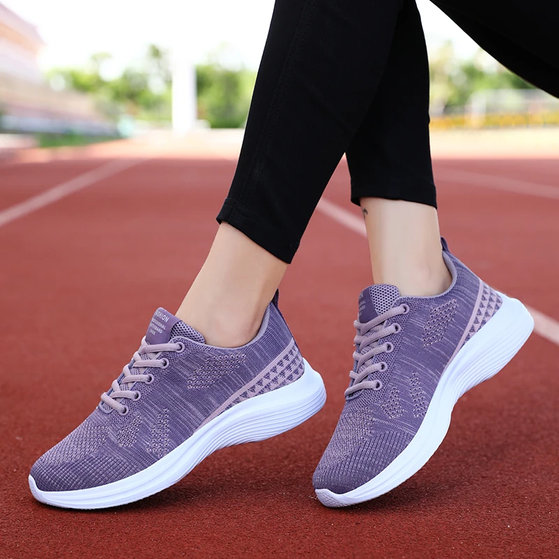 Sneakers Women's Running Shoes Summer Breathable Comfortable Casual Walking Jogging Shoes Lace Up Sneakers Non-Slip Soft Sole