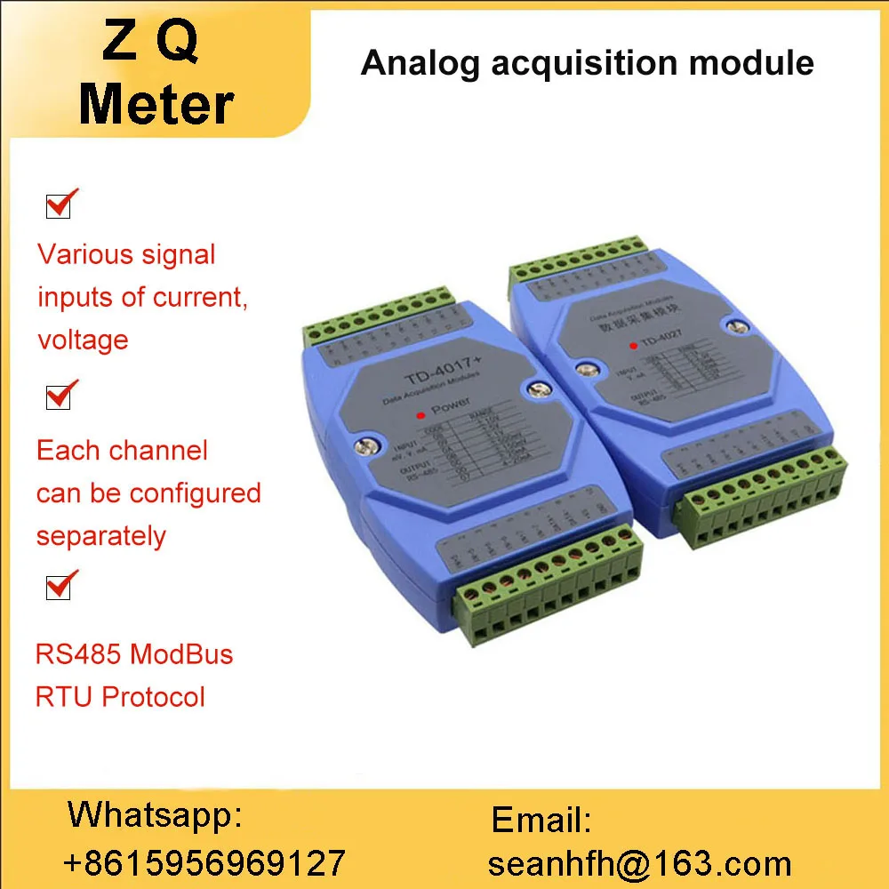 

Current analog quantity 4-20mA to 485 Data Acquisition module multi-channel extended digital-analog conversion serial port
