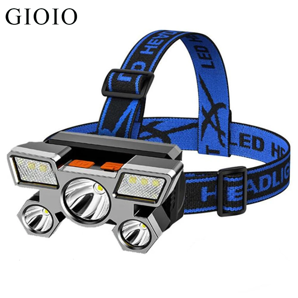 Dropshipping 5LED Headlamp with Built-in 18650 Battery USB Rechargeable Portable Flashlight Lantern Headlamp Outdoor Head light