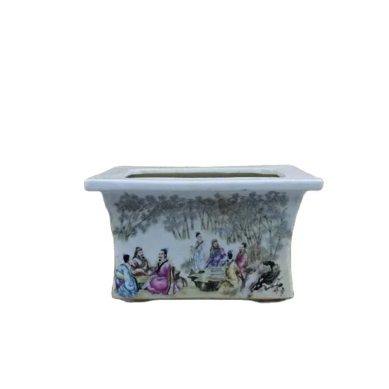 Китайский старый фарфоровый цветочный горшок из розового бамбукового дерева с