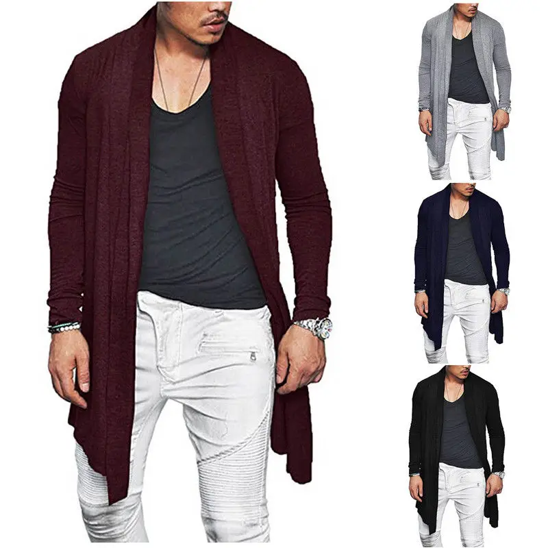 Autumn 2018 Stylish Men Knitted Cardigan Slim Fit Pleated Long Sleeve Casual Sweater Overcoat Tops M-XXXL