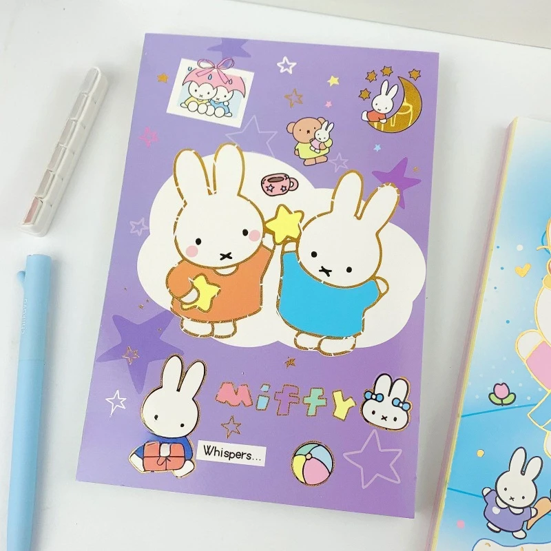 Фото Мультяшный блокнот Kawaii Miffy в новом стиле, формат А5, для студентов, с красочными страницами, утолщенный, практичный подарок для друзей №5