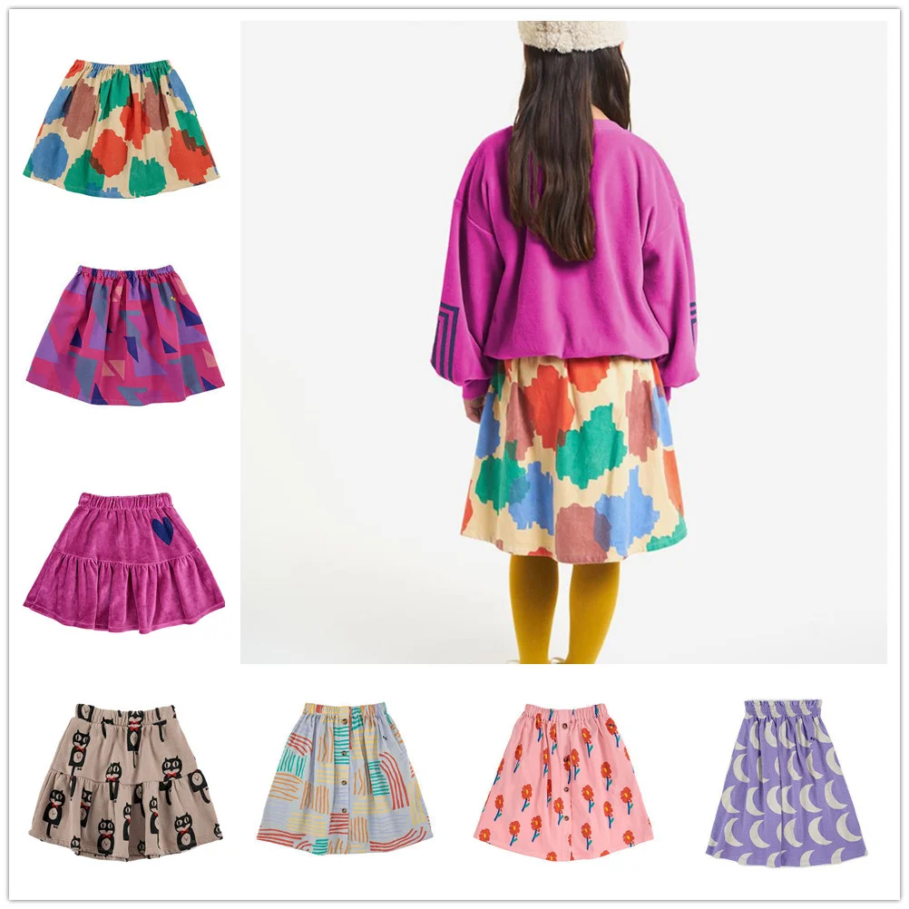

Bobo 2022 Autumn Winter New Kids Girls Skirts Cartoon Color Matching Print Short Skirt Casual For Kids Clothes Girl