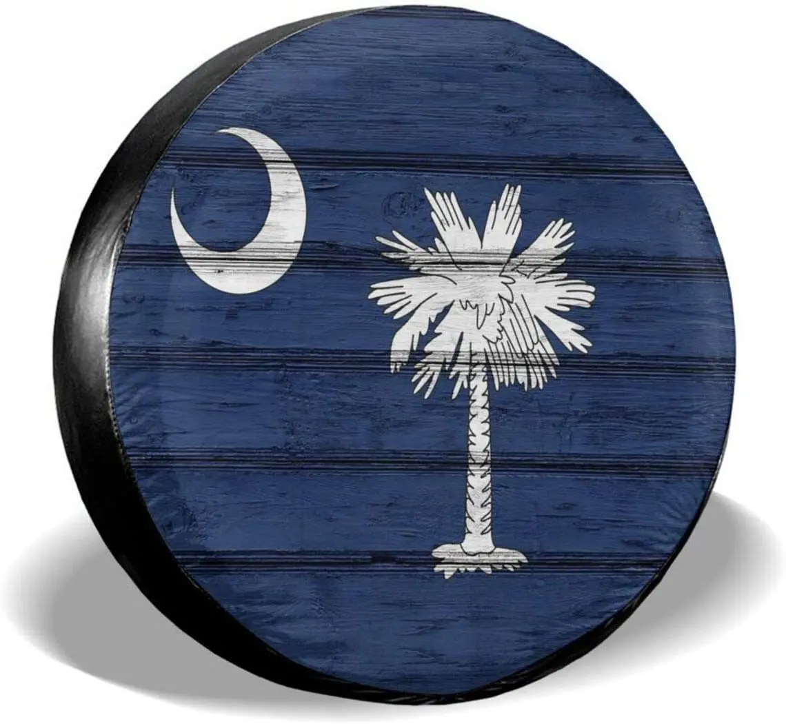 

South Carolina Flag Spare Tire Cover Waterproof Dust-Proof UV Sun Wheel Tire Cover Fit for Jeep,Trailer, RV SUV and Many Vehicle