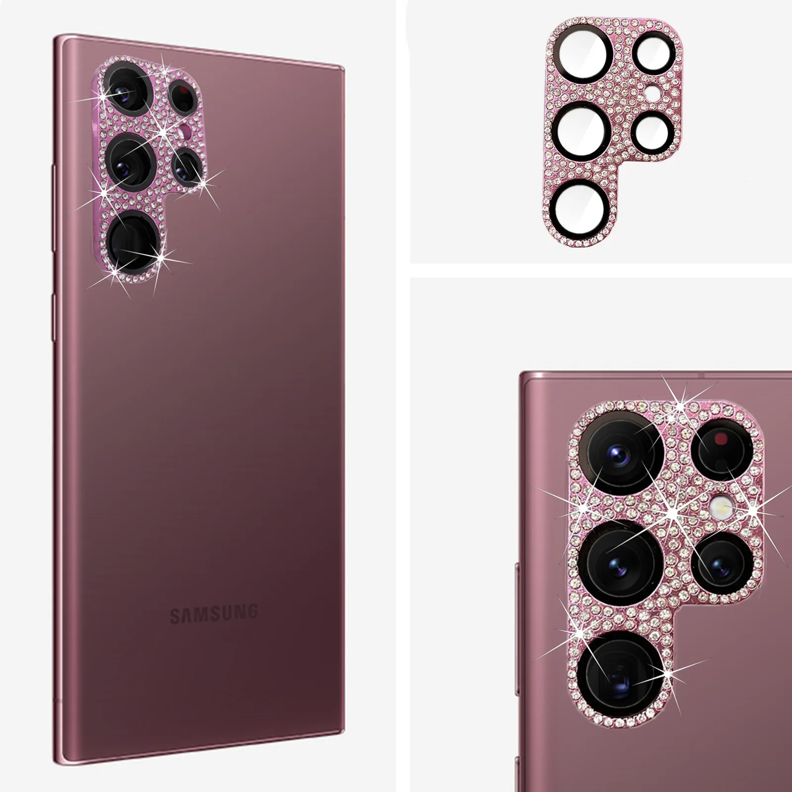 

Full 3D Diamond Alloy Cover Camera Protector For Samsung Galaxy S22 Ultra Lens Shield Tempered Glass S22Ultra Metal Film Sticker