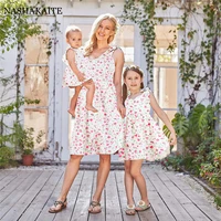 summer family matching outfits dress mommy and me bohemian dress family costume floral print princess dresses casual family look