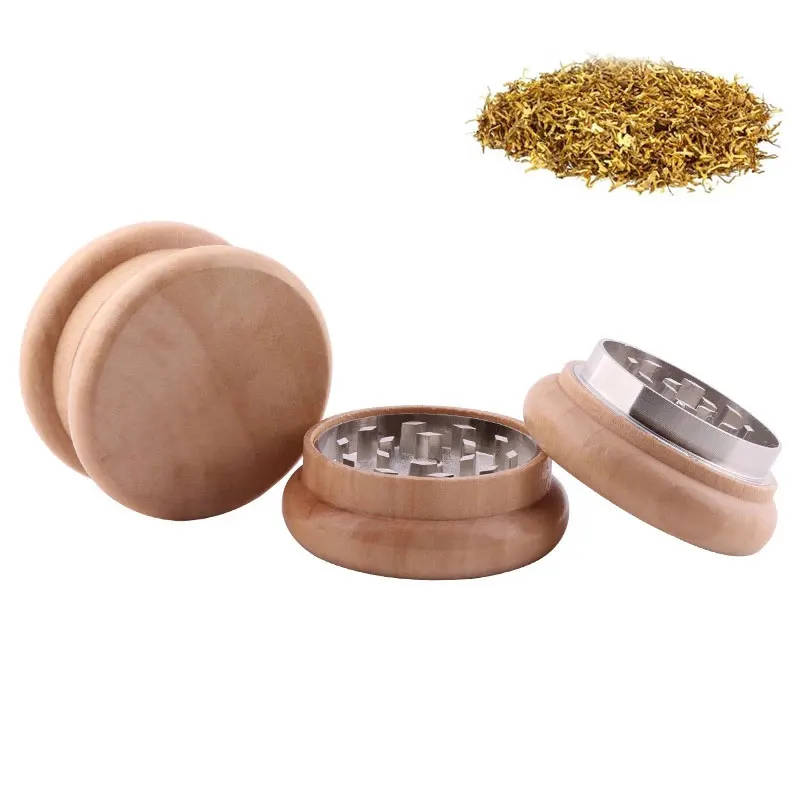 

Tobacco Smoke Grinder Wooden Herb Spice Crusher 55mm 2 Parts Metal Teeth Mill Handle Spice Cigarette Crusher Smoking Accessories