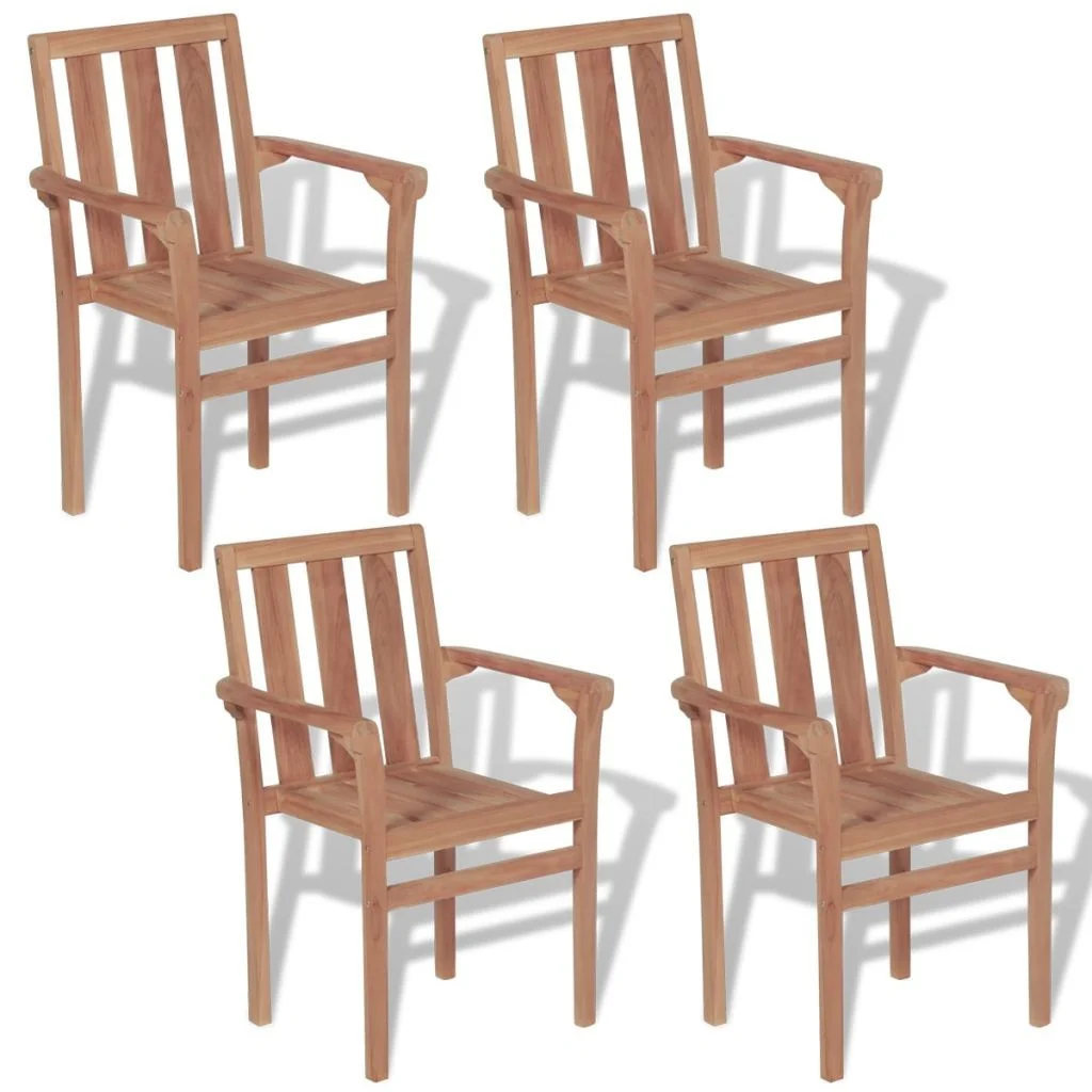 

Outdoor Stackable Chairs 4 pcs Solid Teak