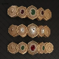 new trendy morocco woman belts for ayaba red green rhinestone gold color wide waist chains arabic bridal jewelry