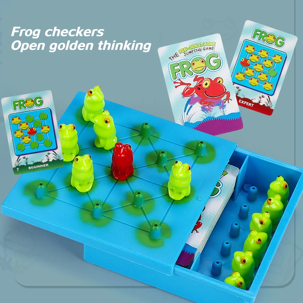 

Frog Checkers Fun Game Chess Children Desktop Puzzle Checkers Toy Kids Early Education Toy Fun for Children BM88