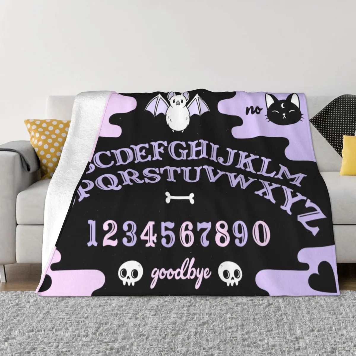 

Fleece Cute Ouija Board Pastel Nikury Throw Blanket Flannel Magic Witchcraft Halloween Blankets for Bedding Home Sofa Bedspreads