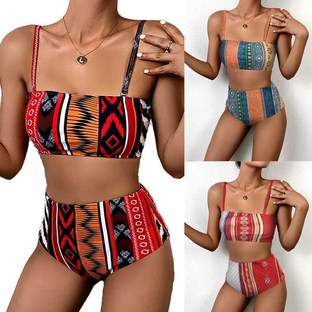 

Сексуальное бикини-бандо, женский купальник с принтом, бразильский купальник, бикини с высокой талией, купальный костюм с пуш-ап Pad, купальни...