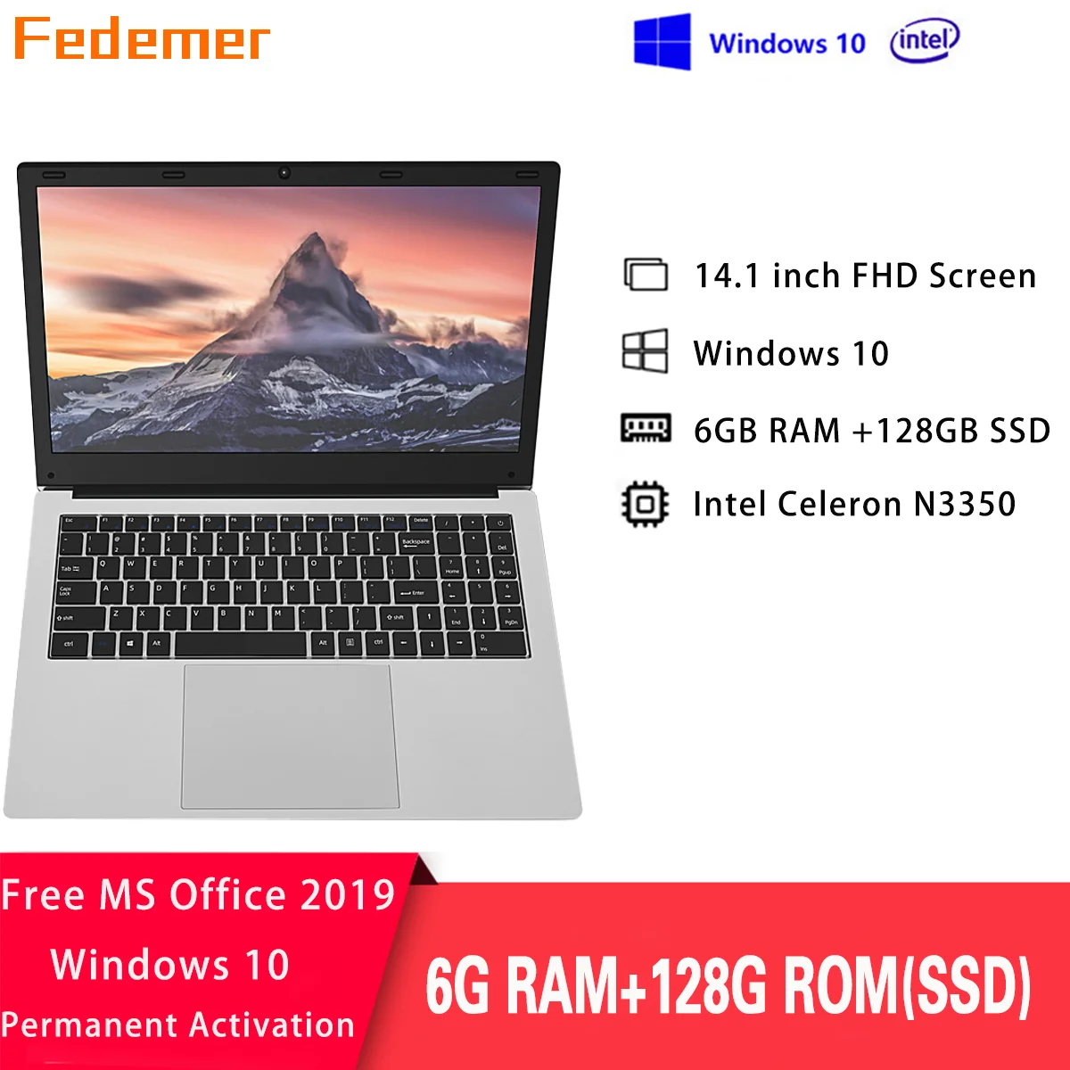 

New 14.1 Inch FHD Laptop Cheap Student Notebook 6GB Ram Intel Celeron N3350 512GB EMMC+HDD With Windows10 USB3.0 HDMI Bluetooth