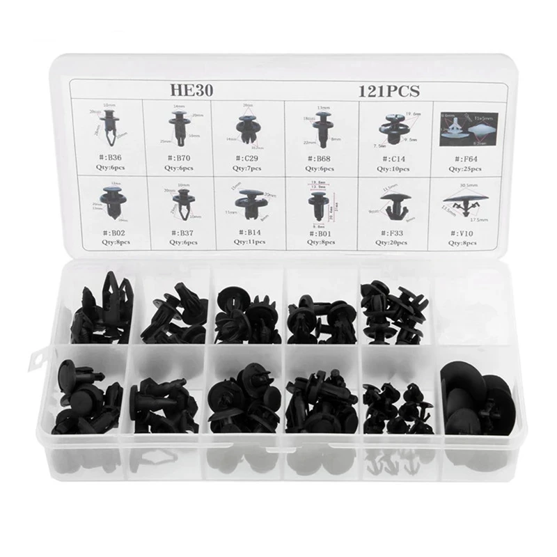 

121 PCS Universal Car Mixed Fastener Rivet Clips Fender Fixed Clamp Plastic Door Buckle Fastener for Honda