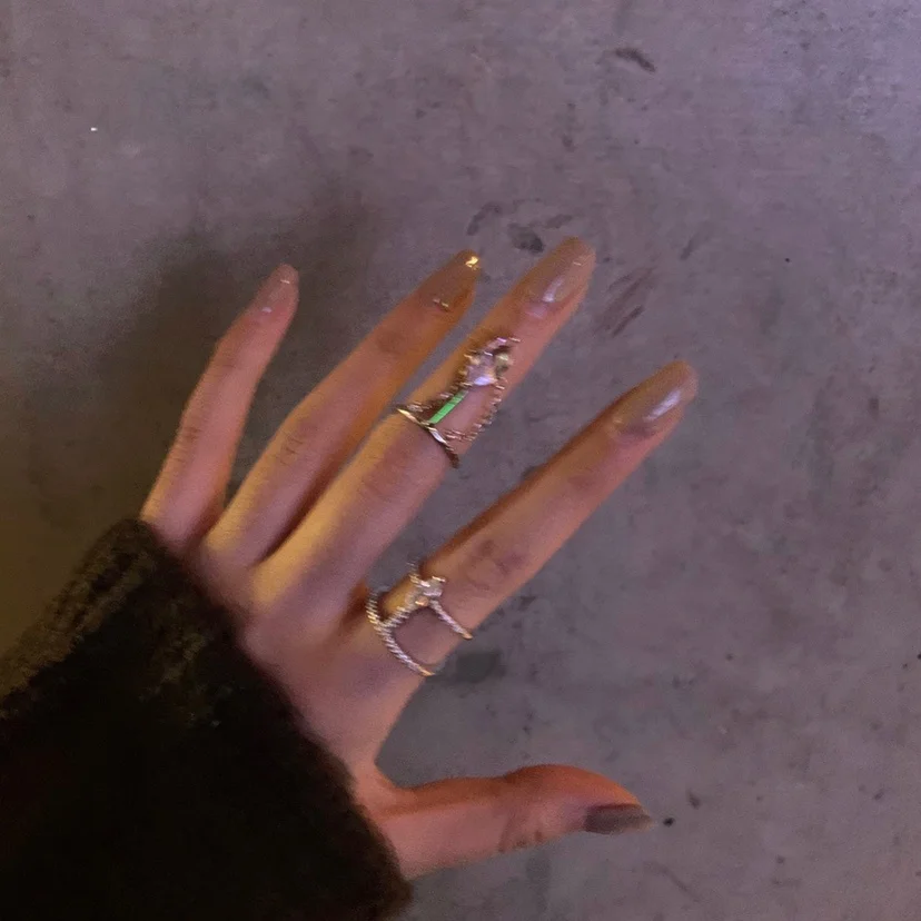 [Joe Boss Joy] Набор колец-цепочек с кристаллом циркона Ins Cold Flash Joint