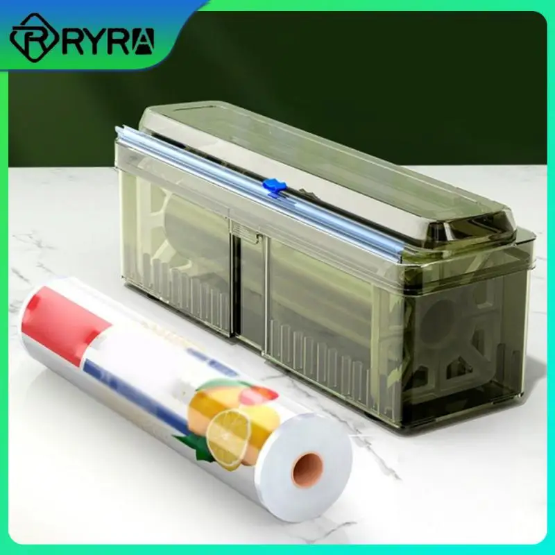 

1pcs Cling Wrap Dispenser Cling Film Plastic Wrap Cutting Box Refillable With Slider Cutter Kitchen Accessories Tools Wax Paper