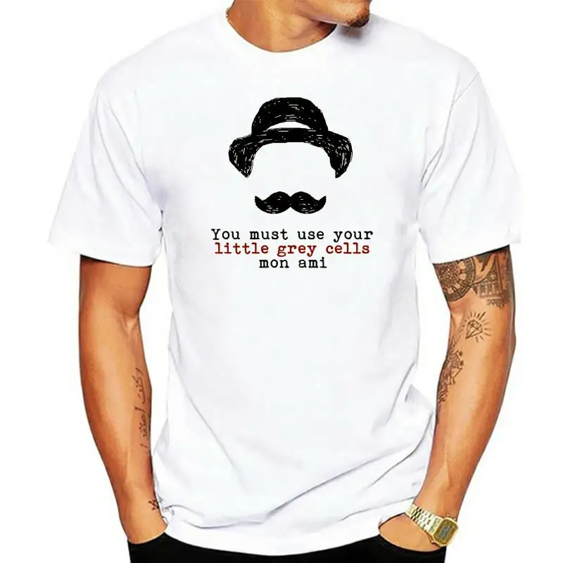 

9622D Men Nice Shirts Agatha Christie Hercule Poirot Men Black T Shirt Men Clothing Wholesale Junior Oversized T Shirt 017506