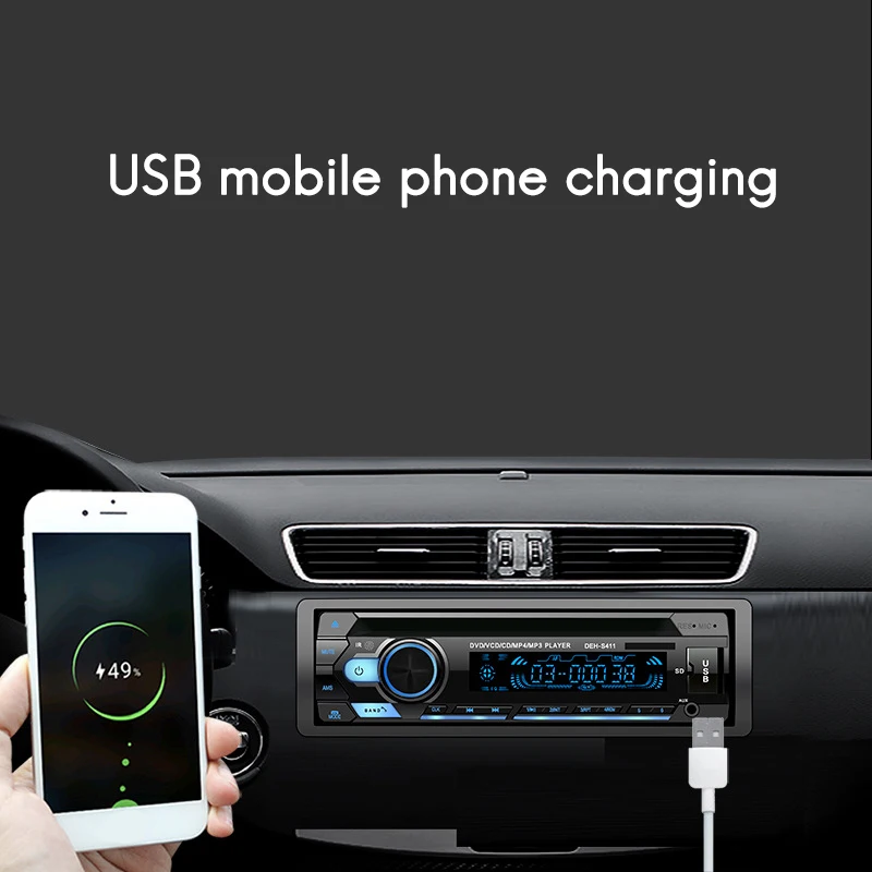 Универсальный автомобильный стерео MP3-плеер с Bluetooth 1 Din Авторадио CD VCD DVD AUX USB