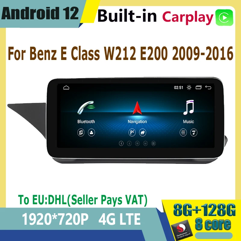 

8+128G Snapdragon Android 11 Car Multimedia Navigation Player GPS Radio Touch For Mercedes Benz E Class W212 E200 E230 E260 E300