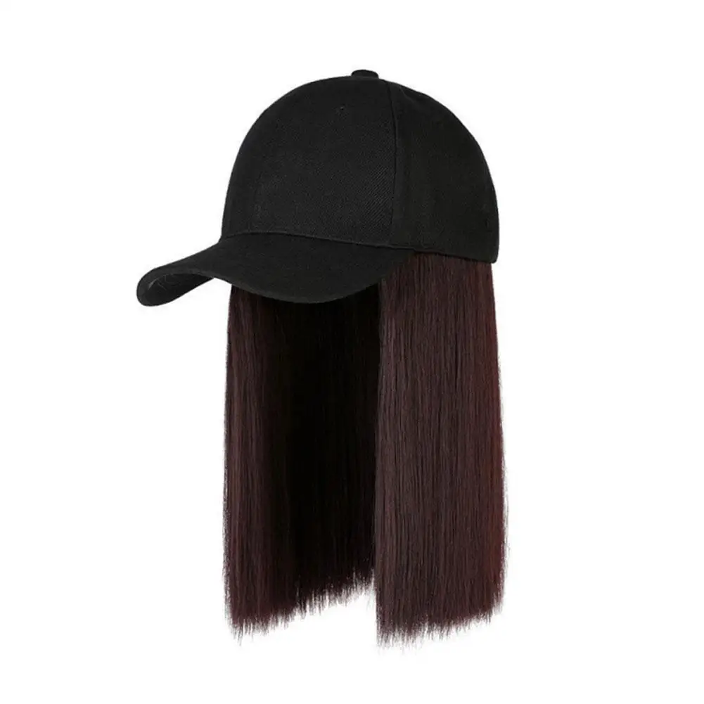 Бейсбольная Шляпа коричневая черная короткие прямые волосы парик с крышкой