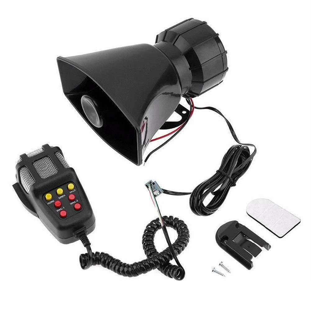 

Universal Motorcycle Car Alarm Sound 7 Tone Horn 12V 100W Police Siren Horn Loudspeaker (Black)