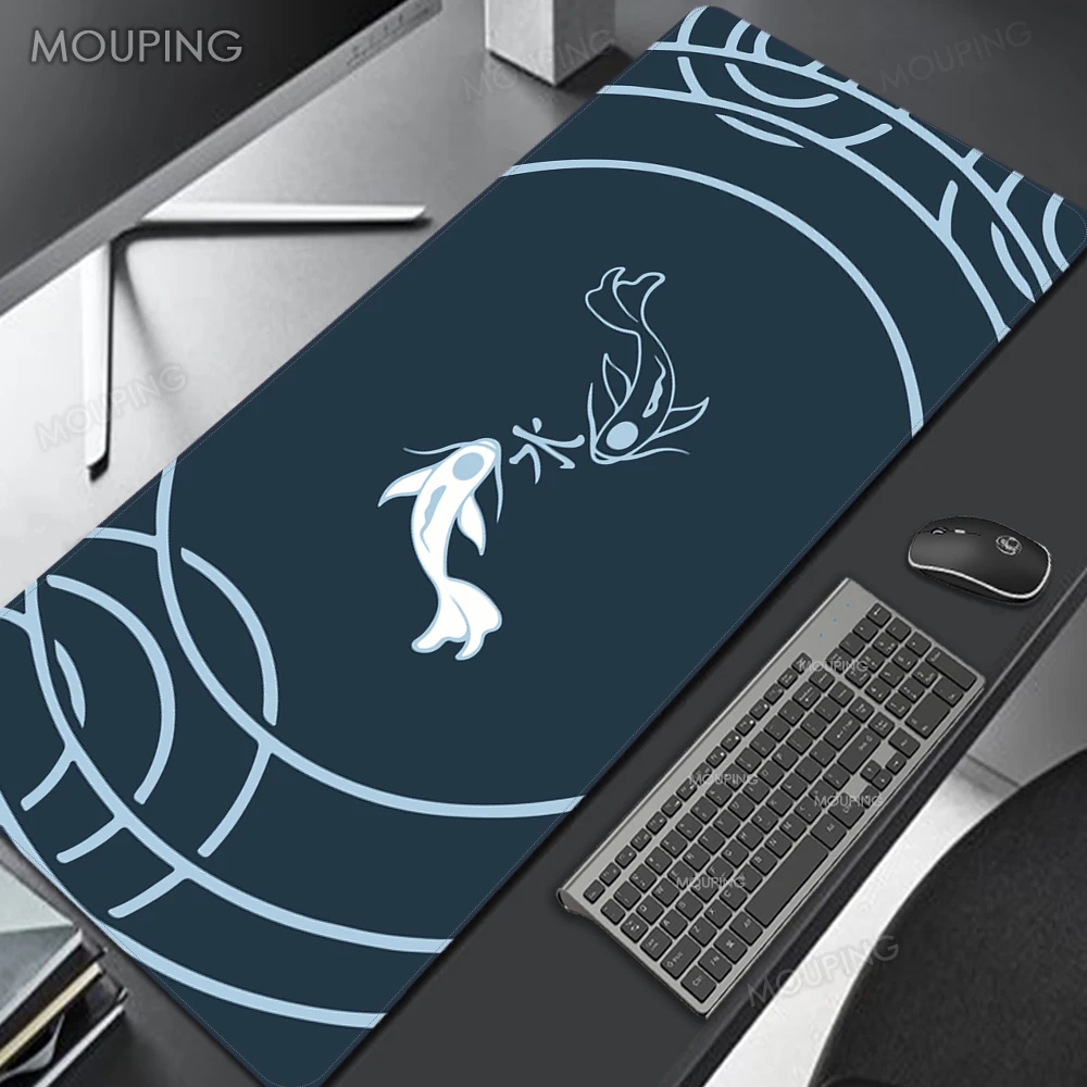 

Art Fish Mouse Pad Company Mechanical Keyboard Accessories Gamer Mausepad Large Pc Mats Black Carpet 900x400 Deskmat for Office