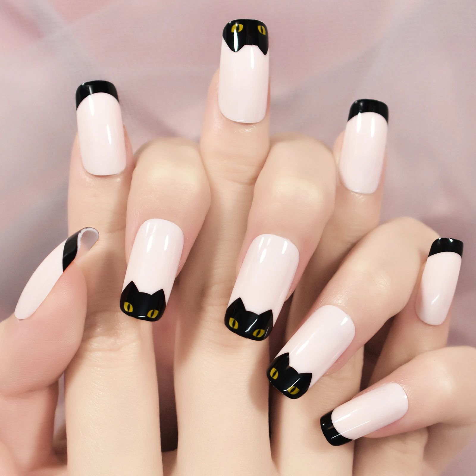 Ногти Pink Franch Spirit Cat средние квадратные ногти Night Fury беззубые с драконом узоры