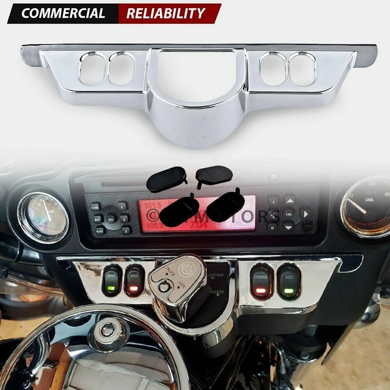 

ABS Chrome Switch Dash Panel Accent Cover for Touring 96-13 Electra Glide/06-13 Street Glide/09-13 Tri Glide