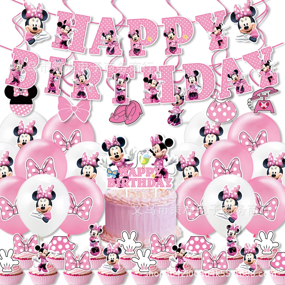 

Тема Минни Мауса Детские принадлежности для дня рождения для девочек Детские воздушные шары украшение для дня рождения одноразовая посуда ...