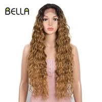 bella lace wigs deep wave curly hair synthetic lace front wig 30 inches hair wig cosplay wigs blonde wig for black women