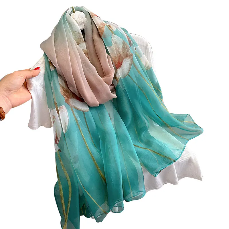 

Роскошный брендовый женский шелковый шарф, весенние ранние шарфы, фуляр, хиджаб 2023, пляжные палантины, новый головной платок, бандана
