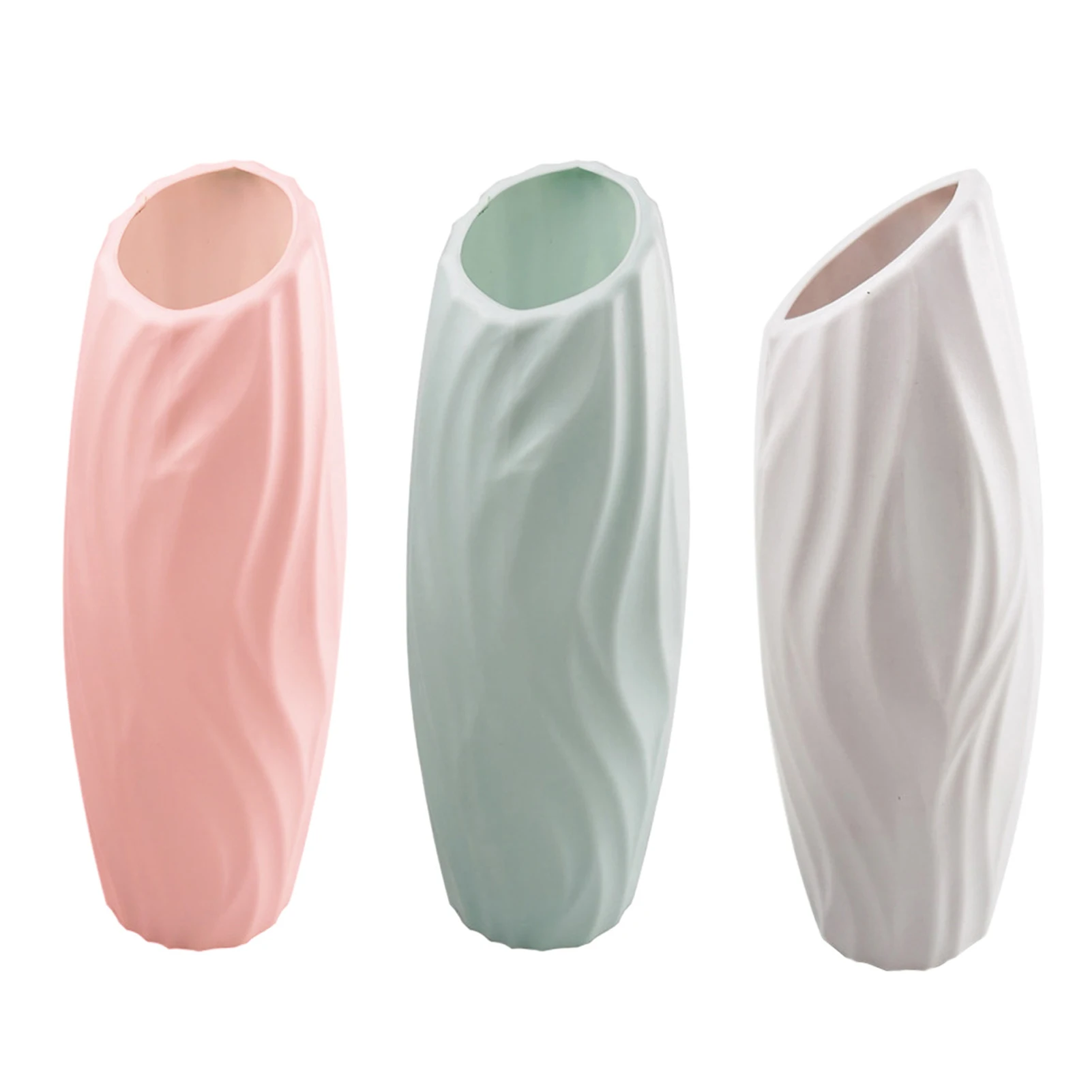 

Modern Flower Vase White Plastic Vase Geometric Flower Pot Basket Nordic Home Office Decoration Ornament Flower Arrangement
