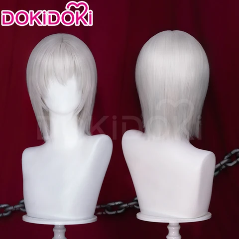 Косплей парик Dante DokiDoki 35 см серебристо-серые и белые волосы