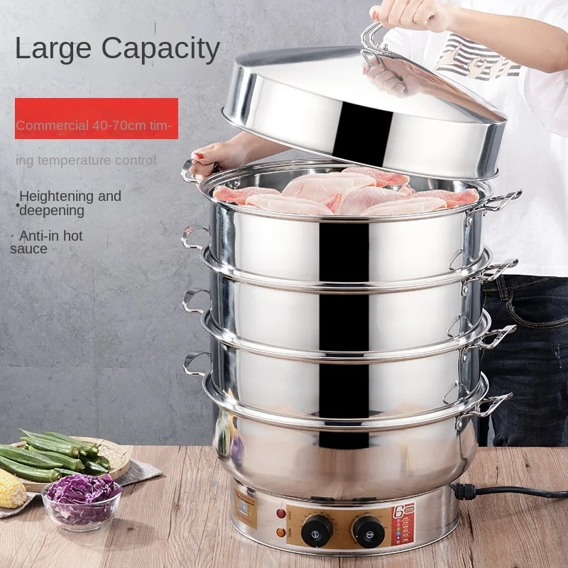 

Stainless Steel Commercial Timing Electric Oversized Bun Steamer Steamed Buns Household Gear